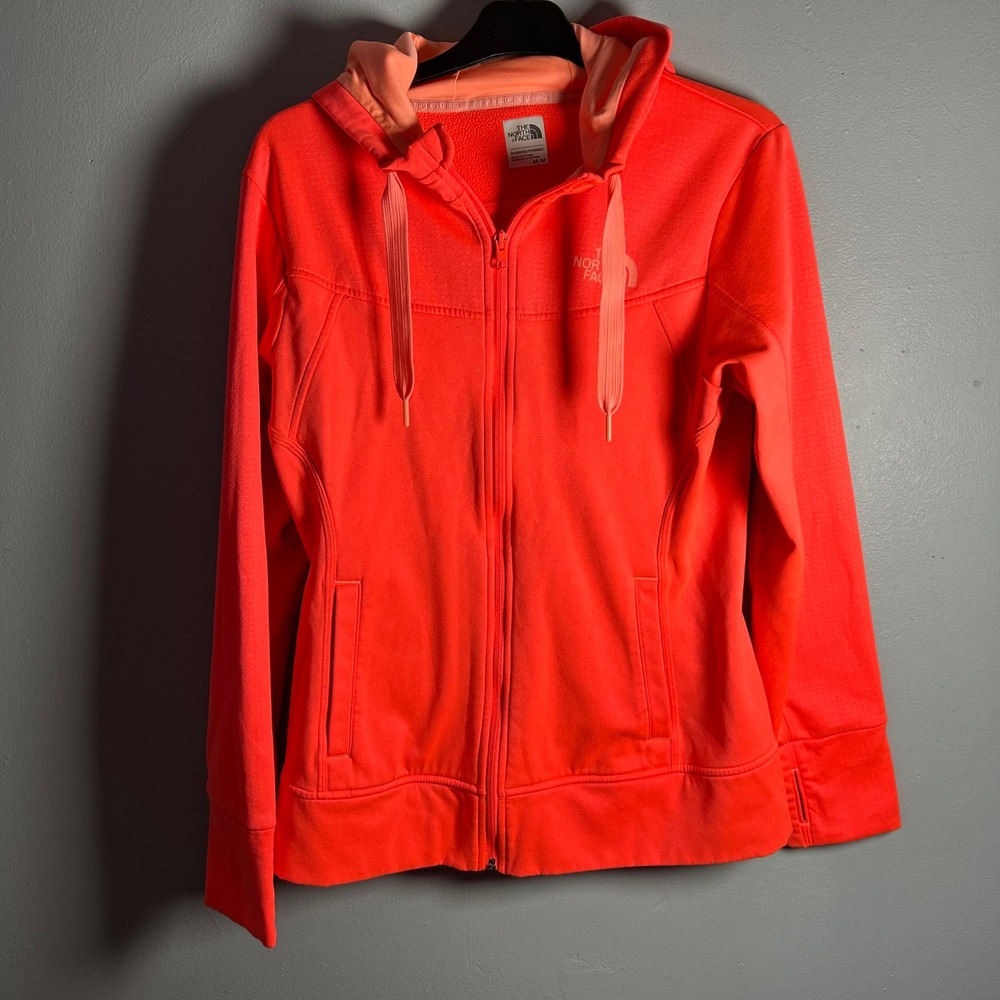 The North Face‎ Womens Fleece Hoodie Jacket Orange Thumbholes Size M